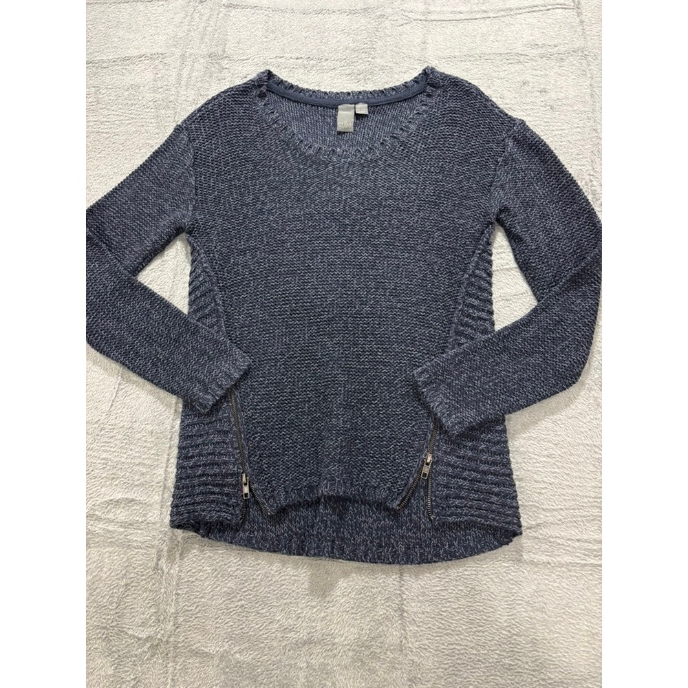 Quinn Sweater Womens Small Gray Knit Side Zip Detail Casual Long Sleeve Top